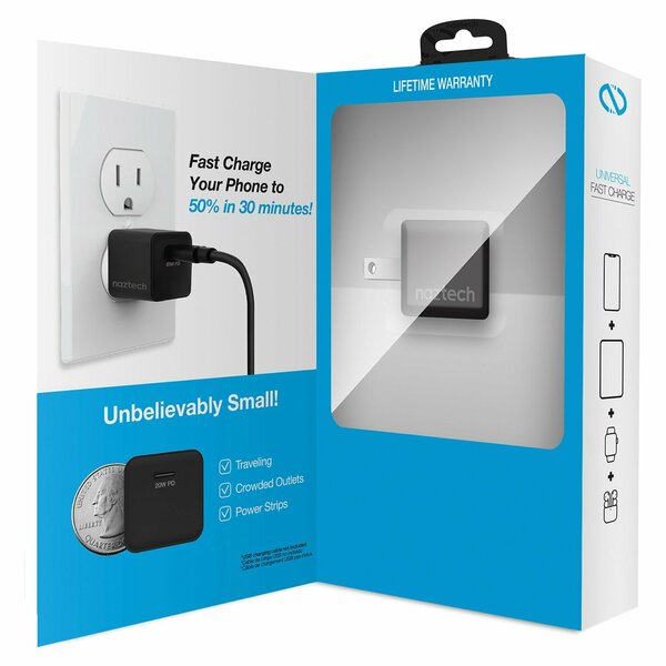Naztech 20-Watt Power Delivery Mini Fast Wall Charger Black 15441